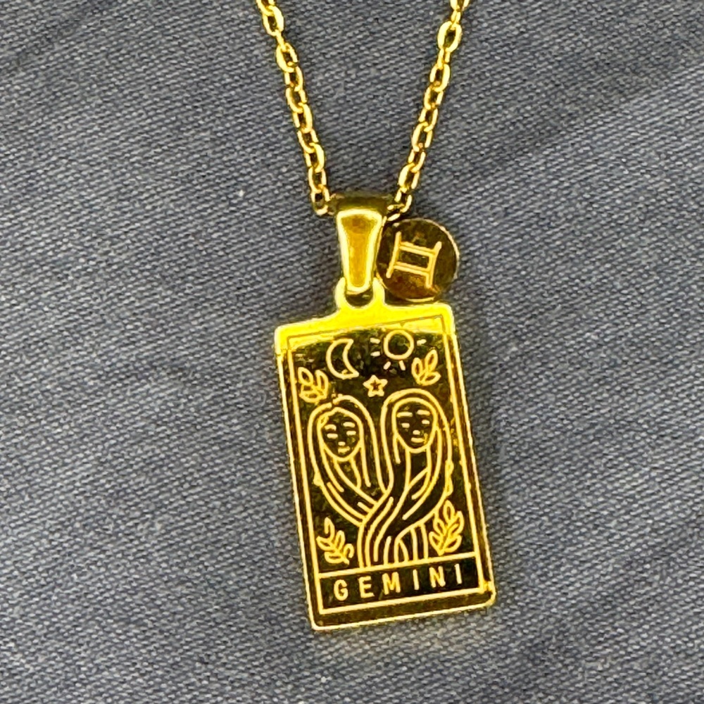 Gemini Zodiac Pendant Necklace – Gold Tone Astrology Constellation Pendant